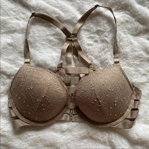 32C Victoria's Secret Very Sexy Strap Bandage Lace Racerback Push Up Plunge Bra